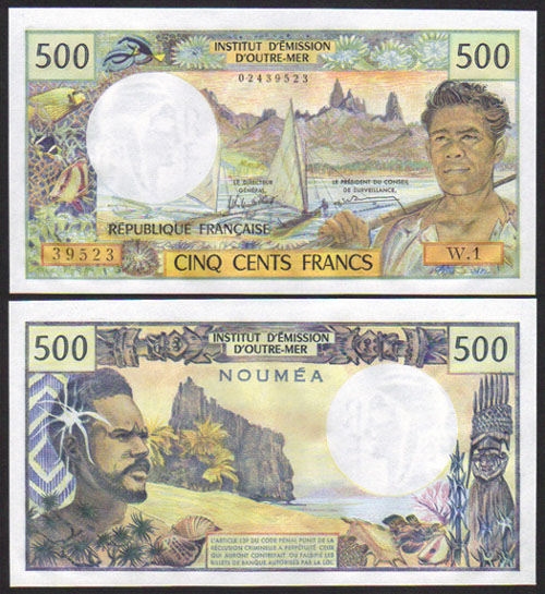 1970-80 New Caledonia 500 Francs (Unc) L000833